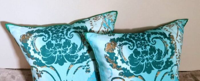 printed cotton pillows with feather interior set of 2 7