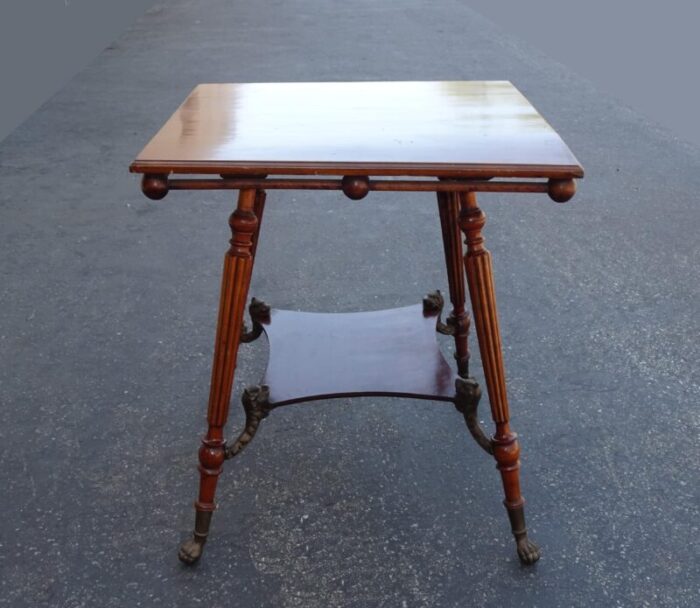 rare vintage french style side table with foo dog brackets and claw feet 2366