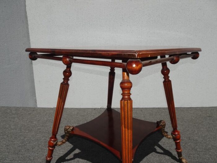 rare vintage french style side table with foo dog brackets and claw feet 5735