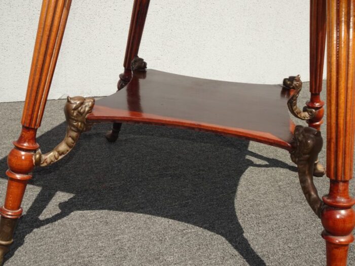 rare vintage french style side table with foo dog brackets and claw feet 8416