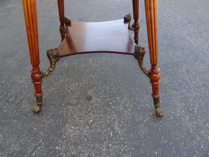 rare vintage french style side table with foo dog brackets and claw feet 9689