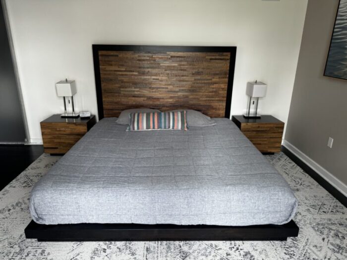 reclaimed brazilian peroba wood king bed frame and headboard 7318