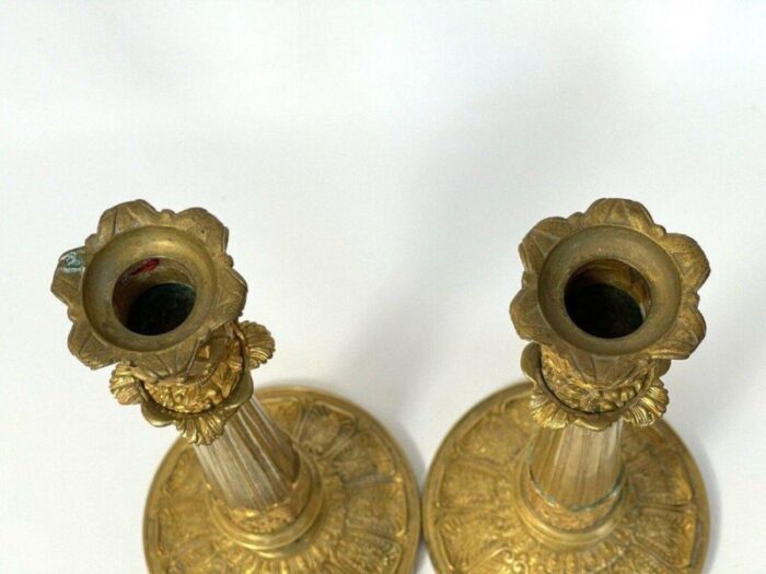 restoration period bronze candleholders with gilding set of 2 10