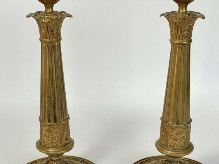 restoration period bronze candleholders with gilding set of 2 4