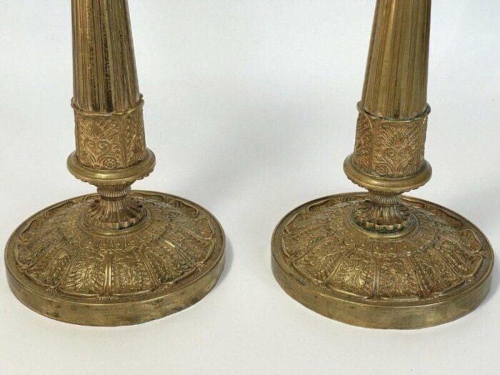 restoration period bronze candleholders with gilding set of 2 5