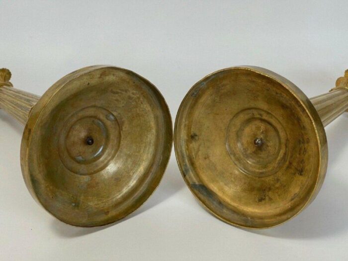 restoration period bronze candleholders with gilding set of 2 6