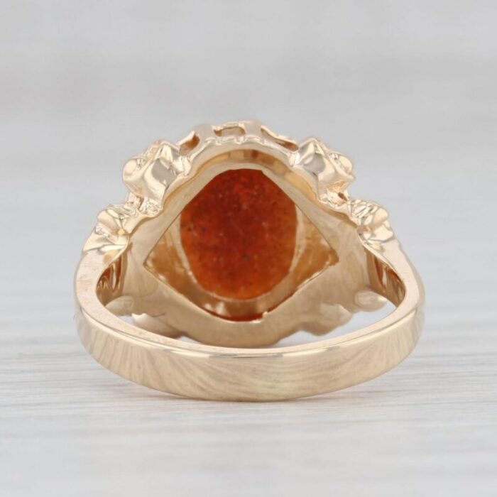 richard glatter cameo ring 14k yellow gold size 5 floral ornate carved shell 2285