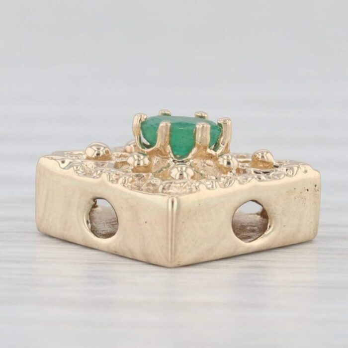 richard klein 018ct emerald slide bracelet charm 14k yellow gold vintage ornate 2147