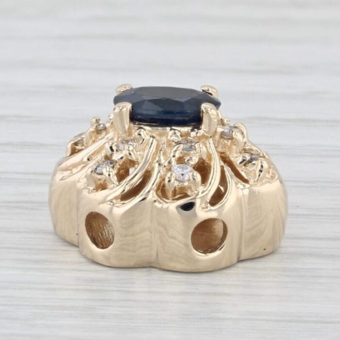 richard klein 102ctw blue sapphire diamond slide charm 14k yellow gold 4896