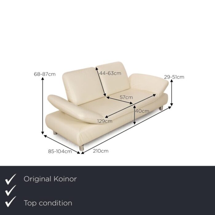 rivoli leather two seater cream sofa from koinor 0314