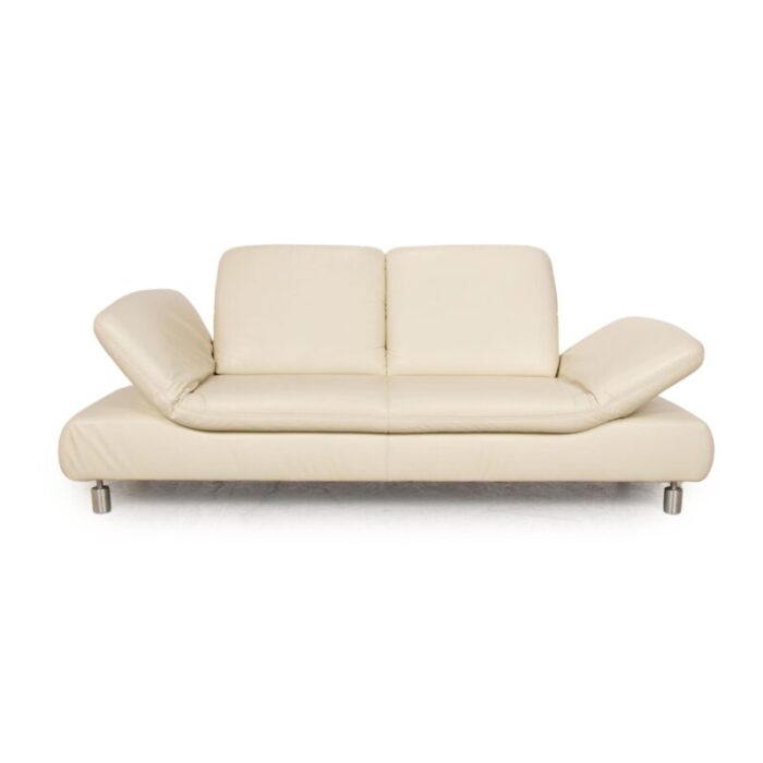 rivoli leather two seater cream sofa from koinor 3042