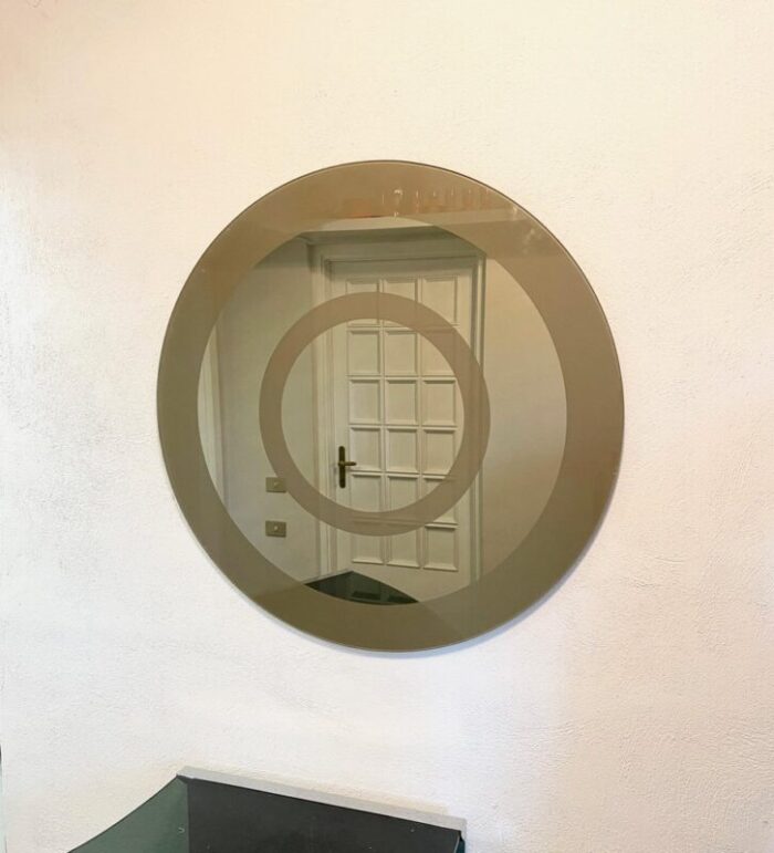 round bicolor wall mirror by giuseppe raimondi for cristal art italy 1970s 10