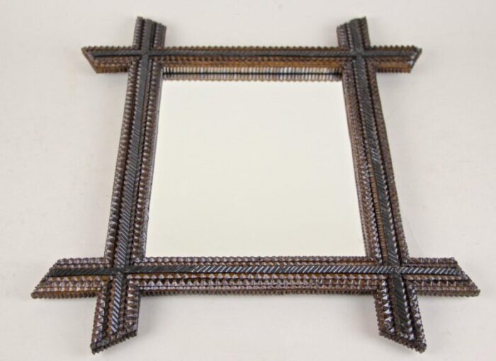 rustic chip carved tramp art wall mirror austria 1880s 9