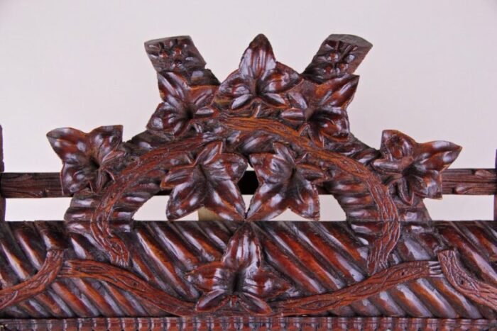 rustic german hand carved black forest wall mirror 1880s 4