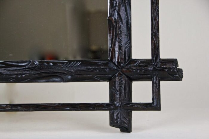 rustic hand carved black forest wall mirror austria 1880s 7 1