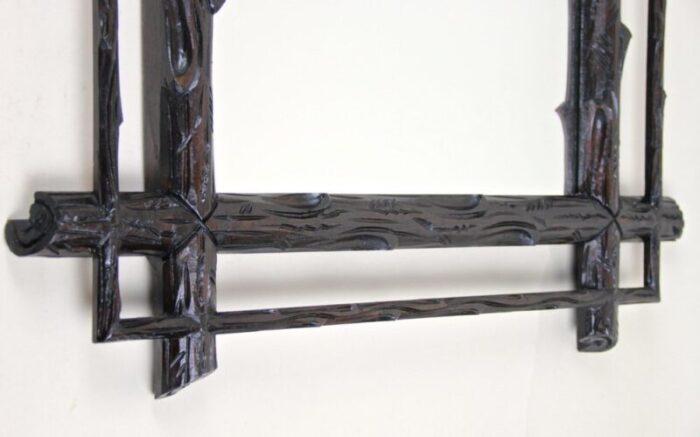 rustic hand carved black forest wall mirror austria 1880s 8 1