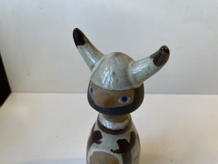 scandinavian modern viking figurine in glazed ceramic 1970s 5