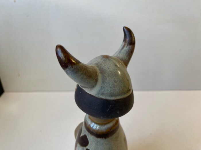 scandinavian modern viking figurine in glazed ceramic 1970s 6