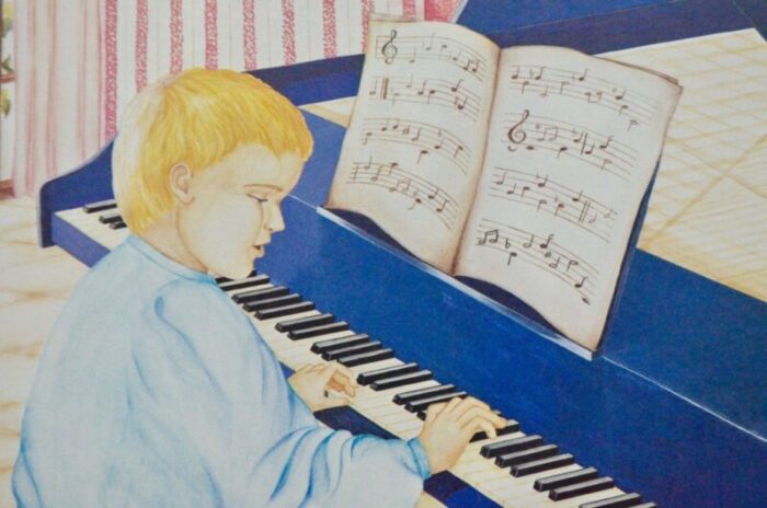 school poster depicting child piano faust 2