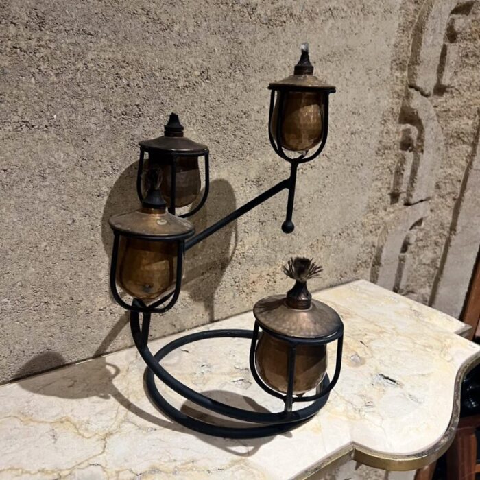 sculptural spanish candelabra cast iron brass four arm lamp 9355