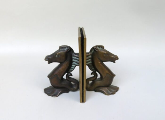 sea horse bookends in bronze 1950s set of 2 1