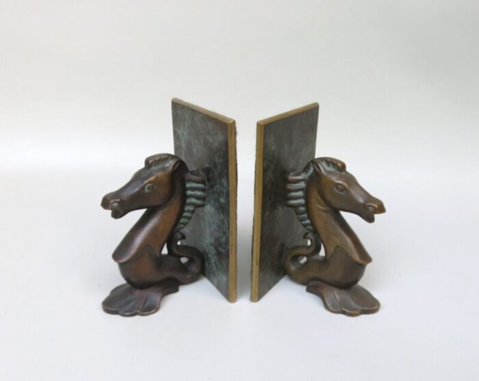 sea horse bookends in bronze 1950s set of 2 3