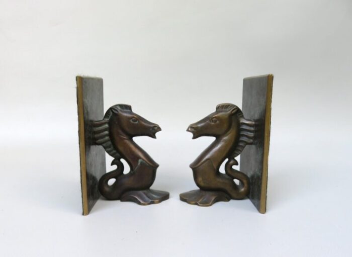 sea horse bookends in bronze 1950s set of 2 4