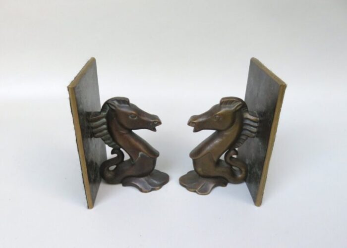 sea horse bookends in bronze 1950s set of 2 5