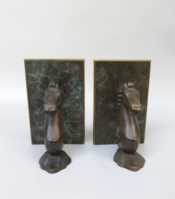 sea horse bookends in bronze 1950s set of 2 6