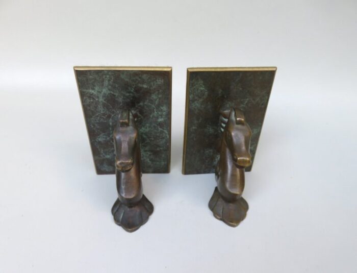 sea horse bookends in bronze 1950s set of 2 7