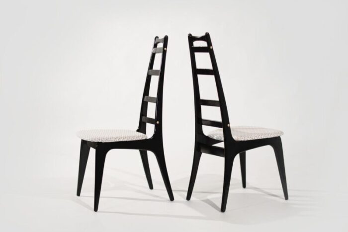 set of 2 mid century modern ebonized ladder back chairs circa 1950s 0614