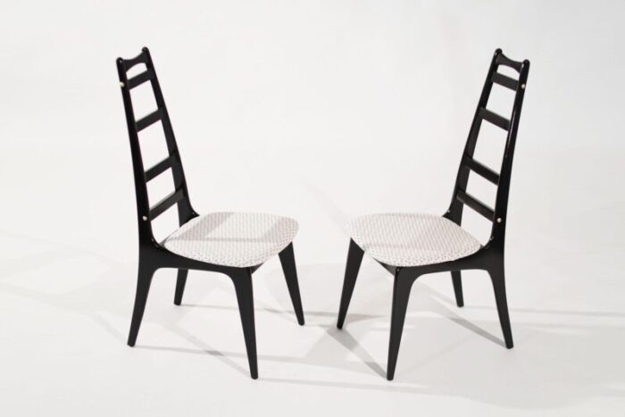 set of 2 mid century modern ebonized ladder back chairs circa 1950s 5596