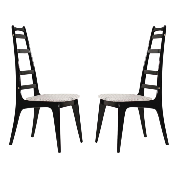 set of 2 mid century modern ebonized ladder back chairs circa 1950s 6925