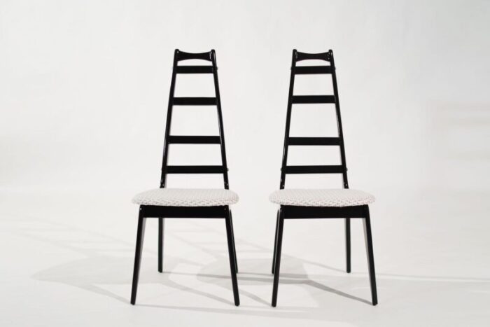 set of 2 mid century modern ebonized ladder back chairs circa 1950s 9941