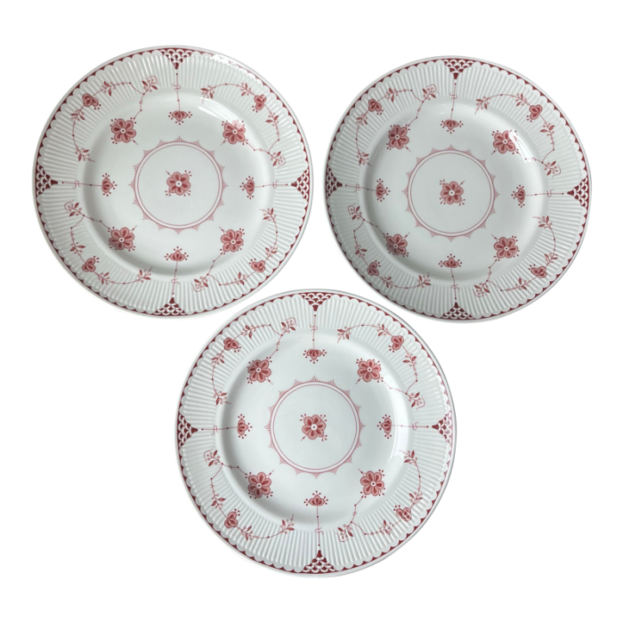 set of 3 pink denmark dinner plates by johnson brothers 3628