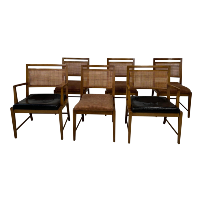 set of 6 cane backed dining chairs 2 arms 4 side 7428