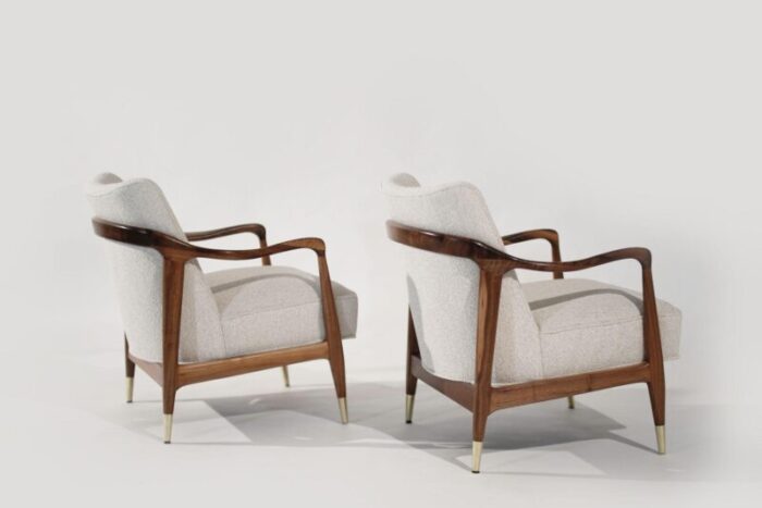 set of gio ponti style sculpted walnut lounge chairs circa 1950s 5659