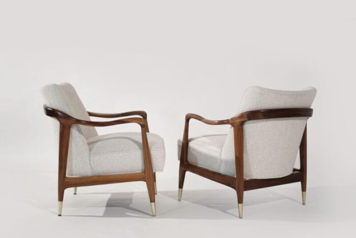 set of gio ponti style sculpted walnut lounge chairs circa 1950s 9711