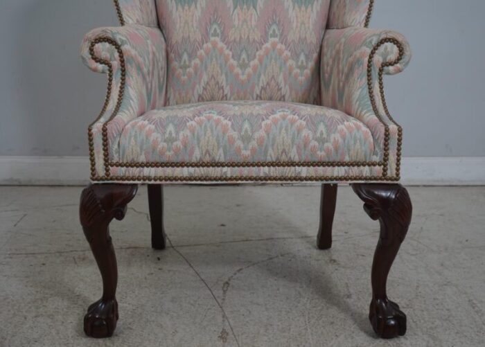 sherrill large ball and claw upholstered wing chair 8824