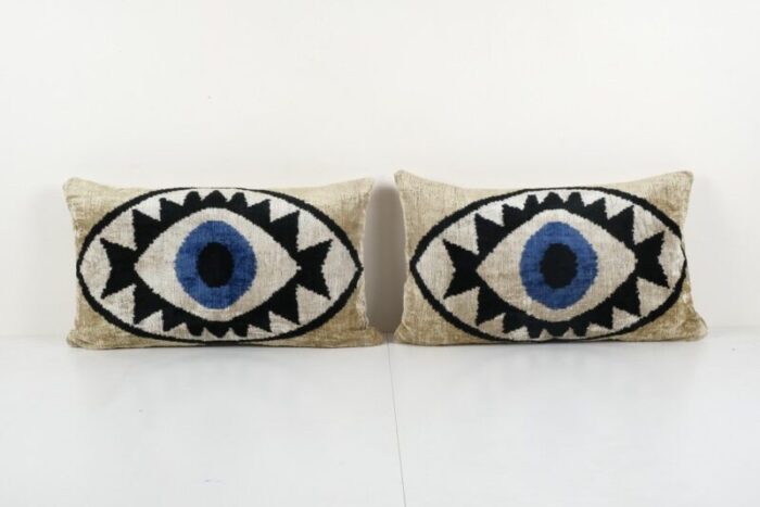 silk and velvet ikat eye pillow covers set of 2 1