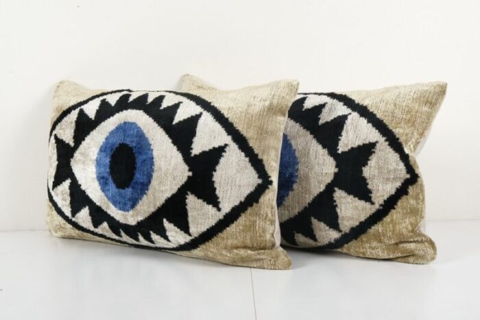 silk and velvet ikat eye pillow covers set of 2 2