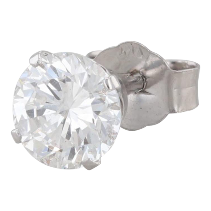 single diamond stud earring 072ct 14k white gold round solitaire 6412