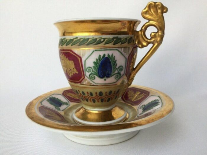 small antique louis philippe cup in porcelain and gold 4