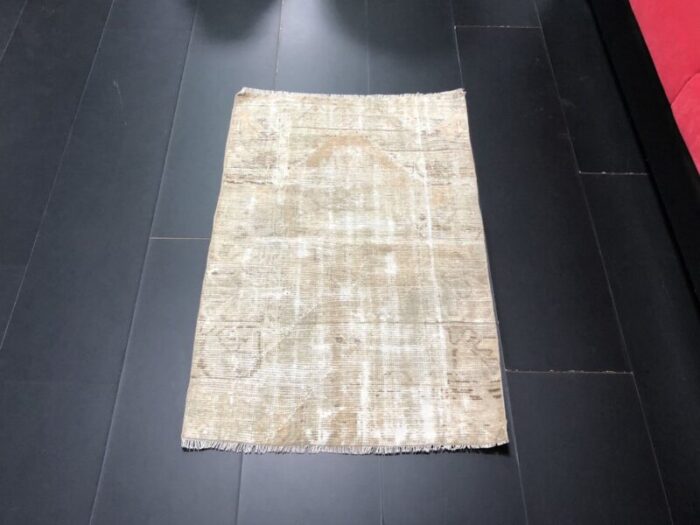 small turkish hand knotted faded area rug 1