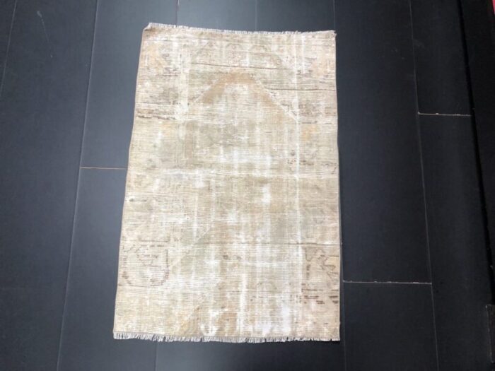 small turkish hand knotted faded area rug 2