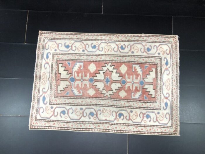 small vintage ethnic design wool area rug 1