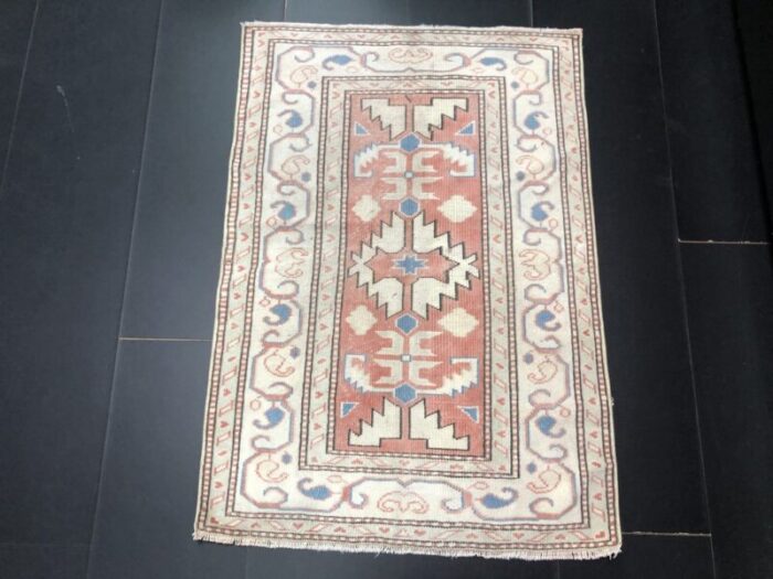 small vintage ethnic design wool area rug 4