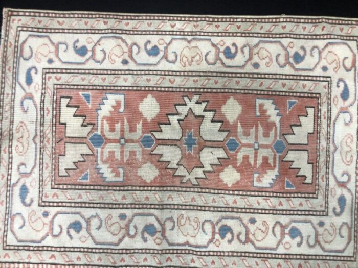 small vintage ethnic design wool area rug 8