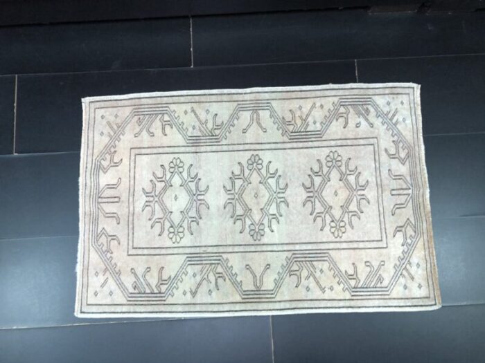 small vintage turkish neutral area rug 5