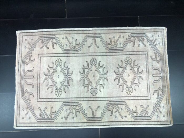 small vintage turkish neutral area rug 6